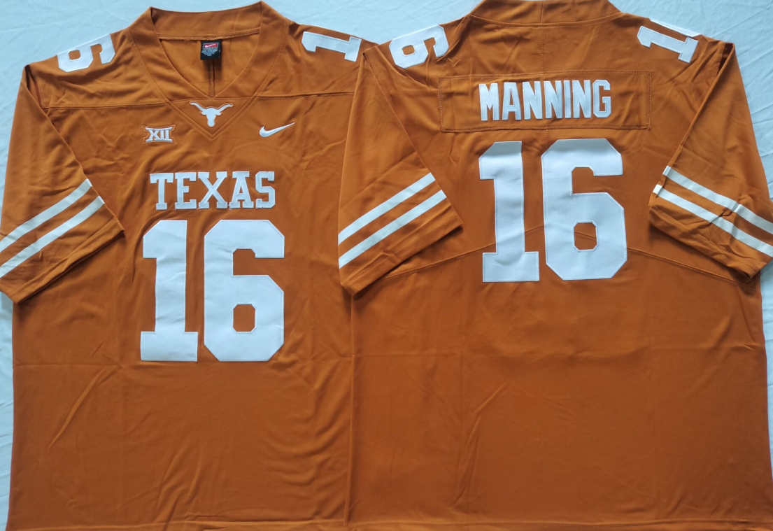 Men's Texas Longhorns Arch Manning #16 Orange Jersey